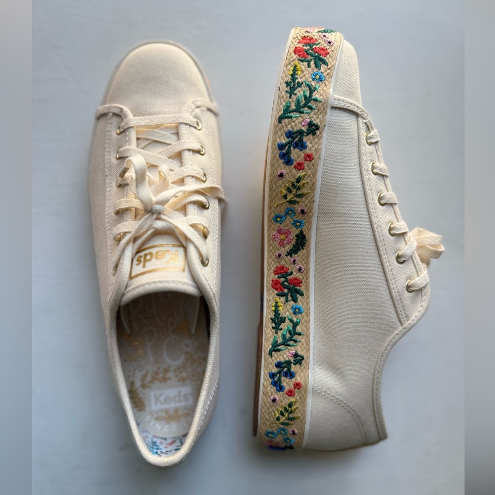 Keds x Rifle Paper Co. Embroidered Platform Sneakers – Size 9 – NIB